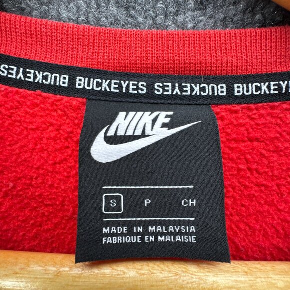 Nike Ohio State Sweatshirt Small Red Pullover Buckeyes Center Swoosh Crew Neck - Picture 7 of 12